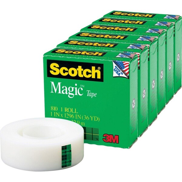 Scotch Magic Tape, 1" Core, 1"x1296", 6/PK, Transparent PK MMM81011296PK - main